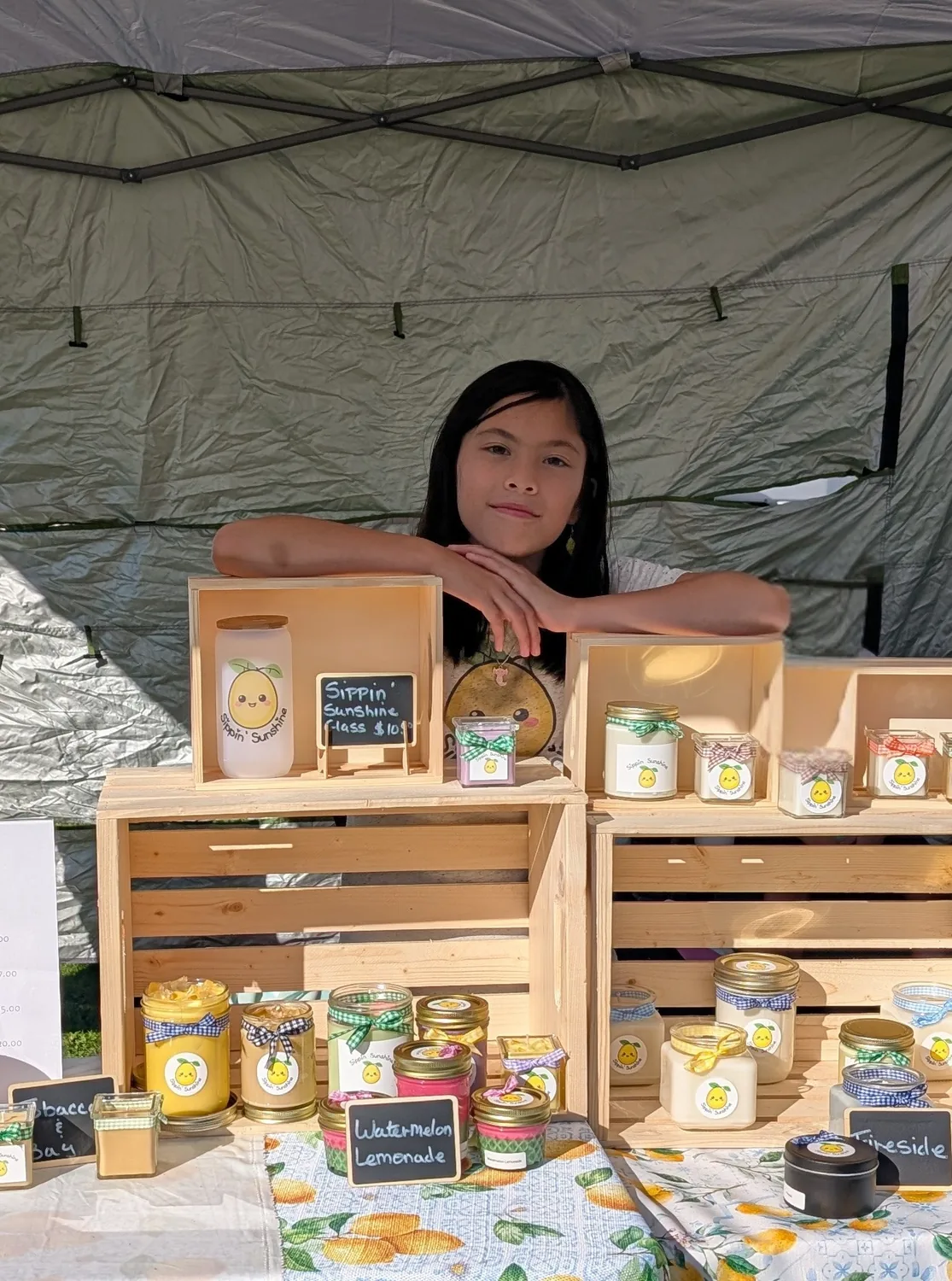 Madeline, founder and maker of Sippin' Sunshine handmade candles and fragrances
